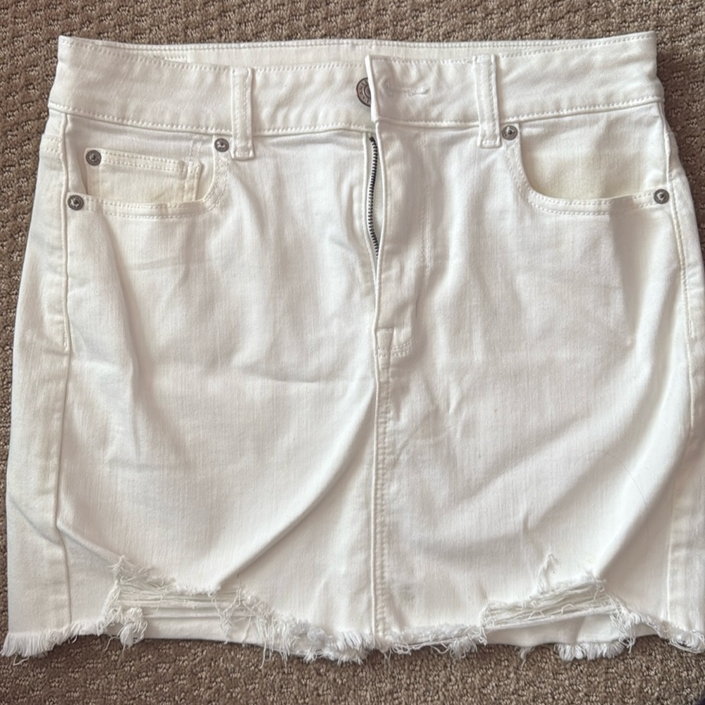 White jean skirt